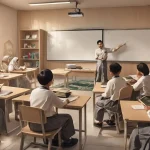 Ilustrasi siswa SMP Islam di Jogja sedang belajar Al-Qur’an dan pelajaran umum di kelas modern